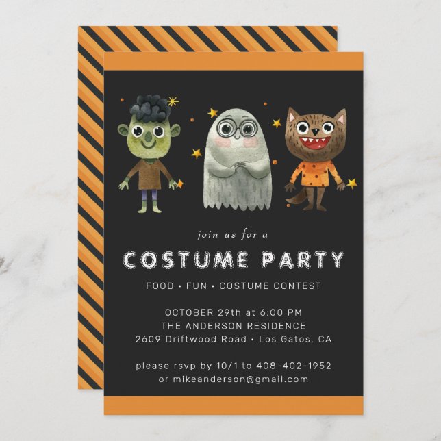 Kids Halloween Party Invitation (Front/Back)