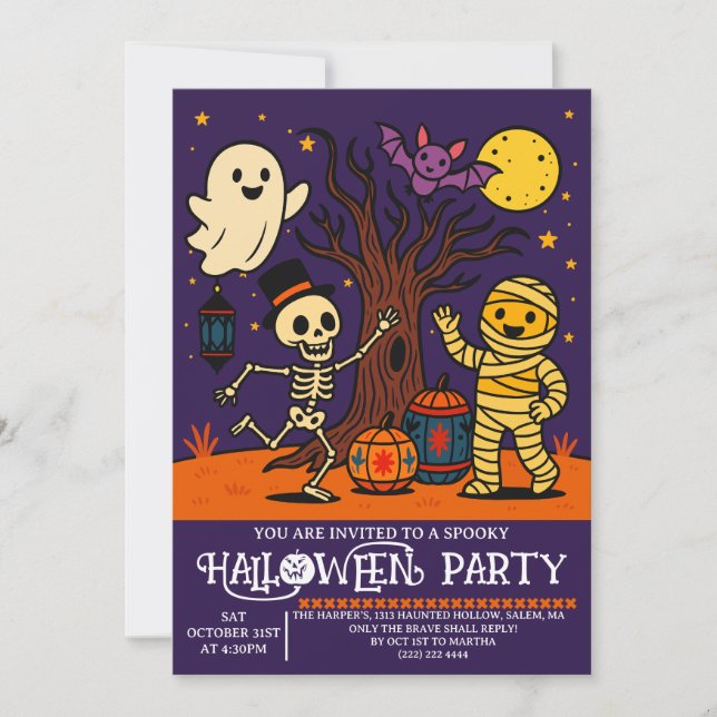 Kids Halloween Party Invitation | Halloween card (Front)