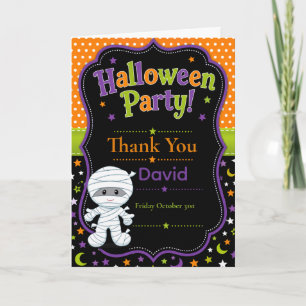 Kids Halloween Party Thank You Card