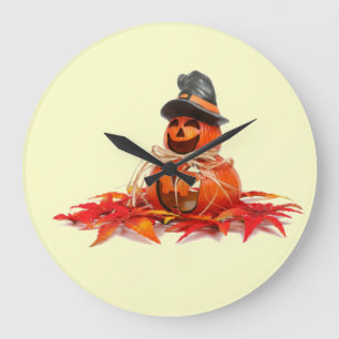 Kids Halloween Pumkins Large Clock