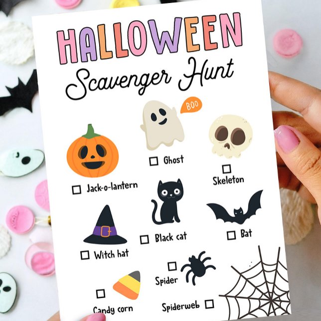 Kids Halloween Scavenger Hunt Game Card (Creator Uploaded)