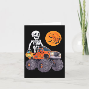 Kids Halloween Skeleton Riding Monster Truck Fun T Card