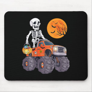 Kids Halloween Skeleton Riding Monster Truck Fun T Mouse Pad