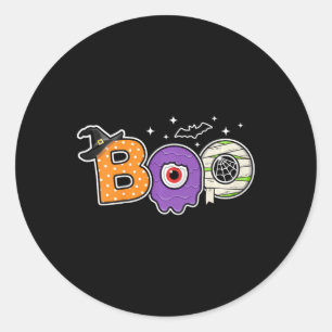 Kids Halloween Spooky Season Pumpkin Toddler Boys  Classic Round Sticker