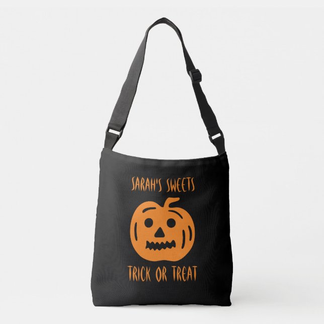Kids Halloween trick or treat cross body tote bag (Front)