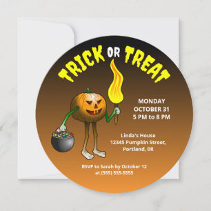 Kids Halloween Trick or Treat Party Invitation