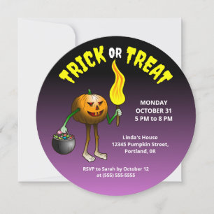 Kids Halloween Trick or Treat Party Invitation