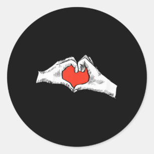 Kids Hand Heart Valentines Day Cute Love Sign Lang Classic Round Sticker