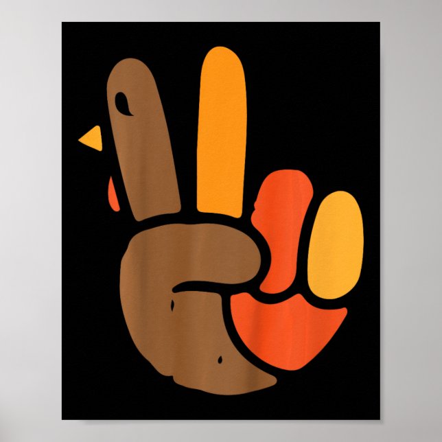 Kids Hand Peace Sign Thanksgiving Day Cool Symbol  (Front)