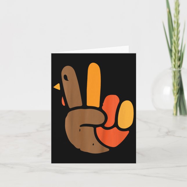 Kids Hand Peace Sign Thanksgiving Day Cool Symbol  Card (Front)