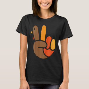 Kids Hand Peace Sign Thanksgiving Day Cool Symbol T-Shirt