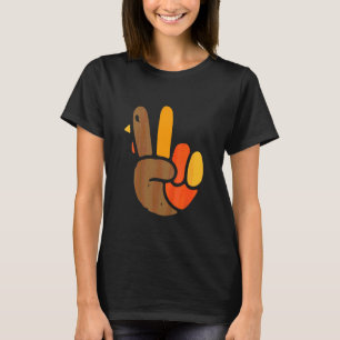 Kids Hand Peace Sign Thanksgiving Day Cool Symbol T-Shirt