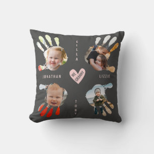 Kids Hand Print Photo Collage Love Granny Message Cushion