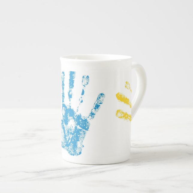 Kids Handprints in Paint Bone China Mug (Front Right)