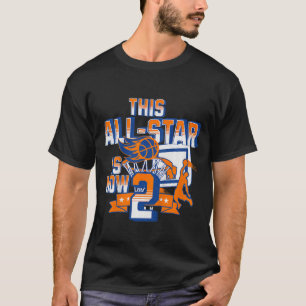 Kids Happy 2nd Birthday Basketball Age 2 Birthday T-Shirt