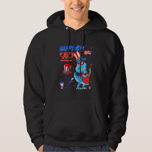 Kids Happy 4th Of July T-Rex Dino Dinosaur Baby To Hoodie