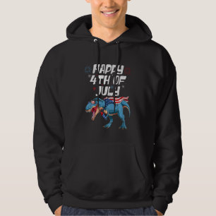 Kids Happy 4th Of July T-Rex Dino Dinosaur Baby To Hoodie