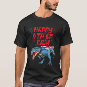 Kids Happy 4th Of July T-Rex Dino Dinosaur Baby To T-Shirt