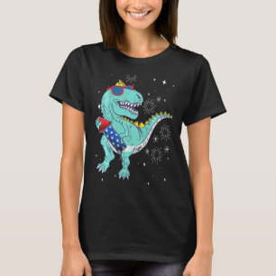 Kids Happy 4th Of July T Rex Dino Dinosaur Baby To T-Shirt