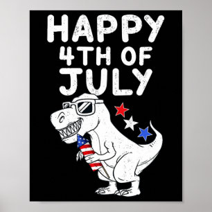 Kids Happy 4th Of July T Rex Patriotic Fun Toddler Poster