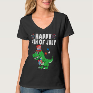 Kids Happy 4th Of July Trex For Toddler Boys Dinos T-Shirt