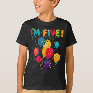 Kids happy 5 fifth birthday party balloons T-Shirt