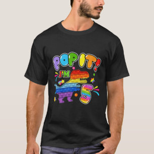 Kids Happy 5Th Pop It Birthday Boy Dinosaur Trex 5 T-Shirt