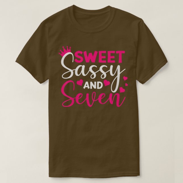 Kids Happy 7th Birthday Sweet Sassy and Seven Girl T-Shirt (Design Front)