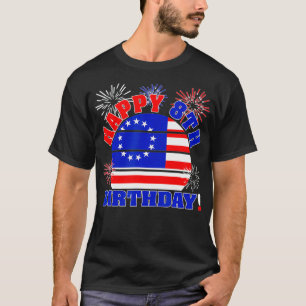 Kids Happy 8th Birthday On 4th Of July Vintage 13  T-Shirt