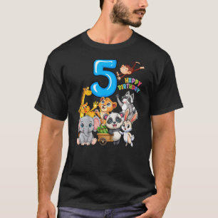 Kids Happy Birthday 5 Zoo Animal 5 Years Old 5th B T-Shirt