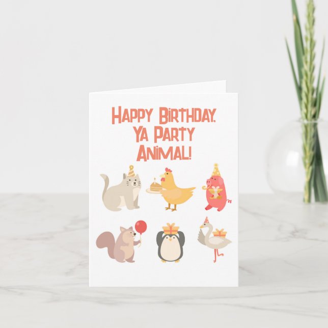 Kids Happy Birthday Party Animals Boys Safari  Card (Front)