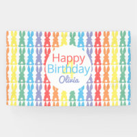 Kids Happy Birthday Rainbow Bunny Personalised