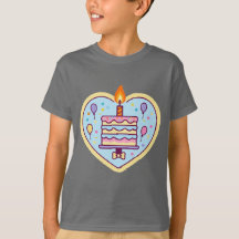 Kids' Happy Birthday T-Shirt with Cake