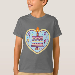 Kids' Happy Birthday T-Shirt with Cake
