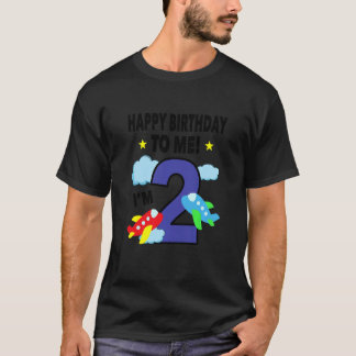 Kids Happy Birthday To Me I'm 2 Toddler Boy Airpla T-Shirt