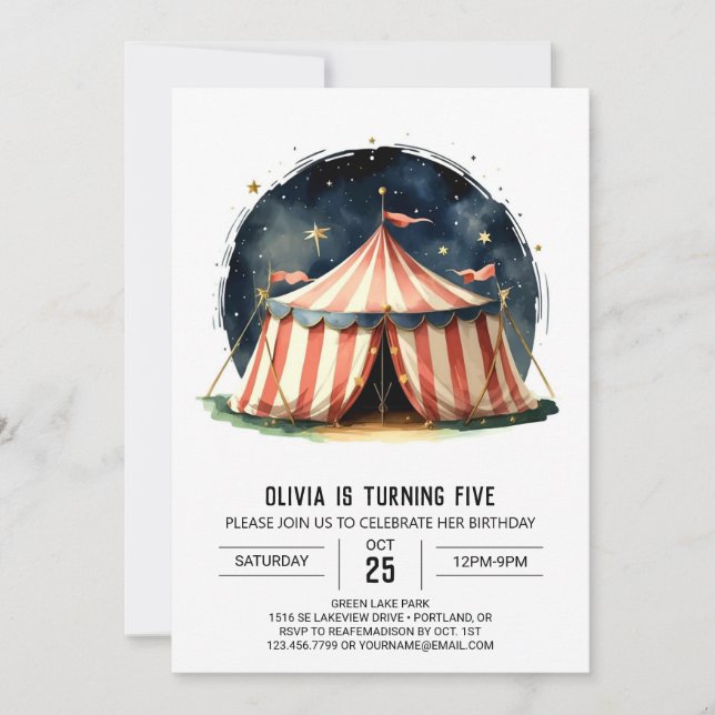Kids' Happy Celebration Circus Birthday Invitation (Front)