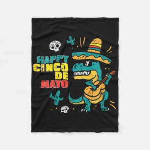 Kids Happy Cinco De Mayo Dino Trex Cinco De Mayo K Fleece Blanket