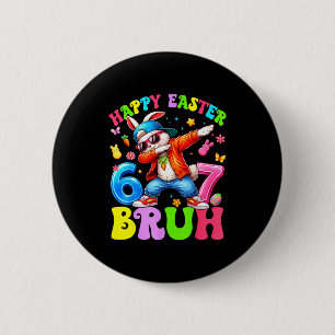 Kids happy easter 67 meme six seven dabbing rabbit 6 cm round badge