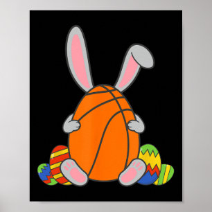 Kids Happy Easter Bysketbyll Bunny Ears Fun Egg Bo Poster