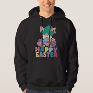 Kids Happy Easter Cute Trex Bunny Ear Easter Eggs Hoodie