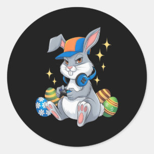 Kids Happy Easter Day Video Game Bunny Eggs Gaming Classic Round Sticker