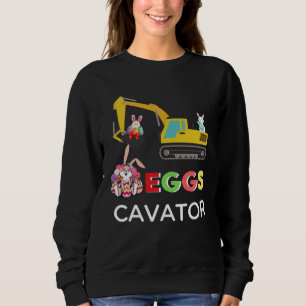 Kids Happy Easter Egg Hunt Bunny Excavator  EggsCa Sweatshirt