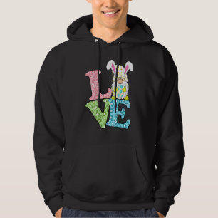 Kids Happy Easter Love Gnome Bunny Ears Funny Egg Hoodie