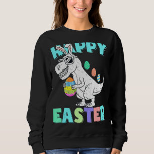 Kids Happy Easter T Rex Dino Bunny Ears Funny Egg Sweatshirt