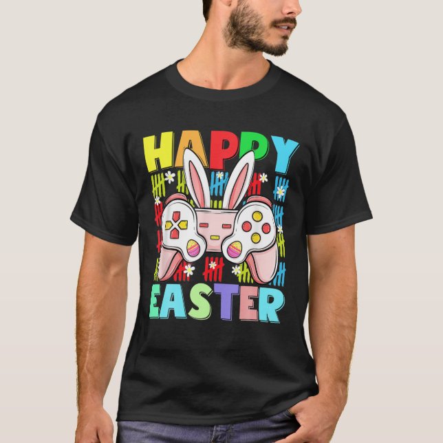 Kids Happy Easter Video Game Controller With Bunny T-Shirt (Front)