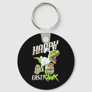 Kids Happy Eastrawr Cute Trex Dinosaur Easter Bunn Key Ring