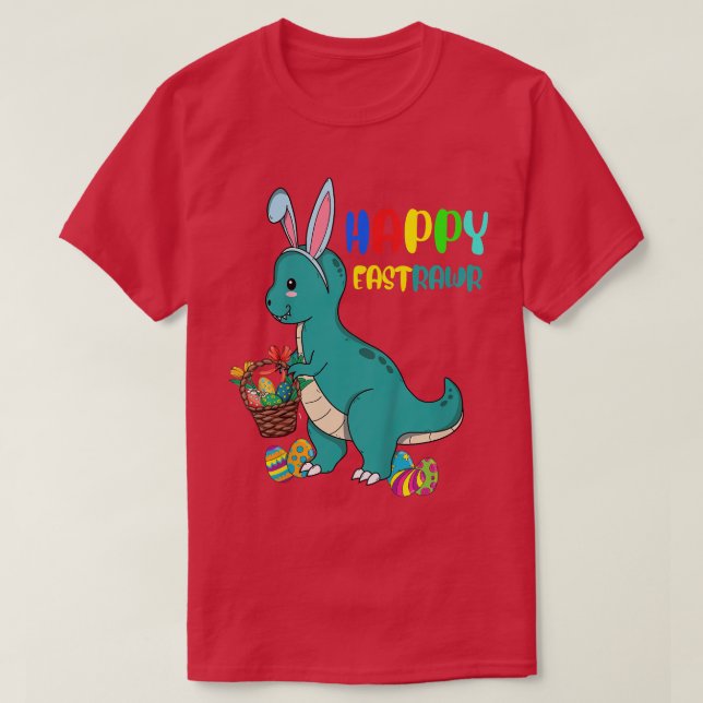 Kids Happy Eastrawr Tre Easter Bunny Egg Funny Cut T-Shirt (Design Front)