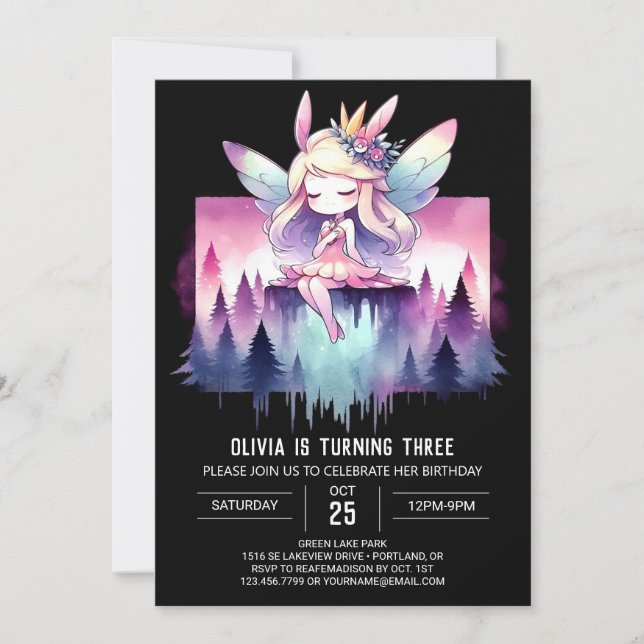 Kids Happy Fairy Birthday Invitation (Front)