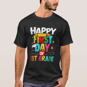 Kids Happy First Day Of 1st First Grade Back To Sc T-Shirt
