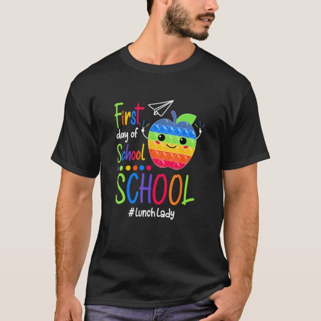 Kids Happy First Day Of School Lunch Lady Pop It T-Shirt (Front)